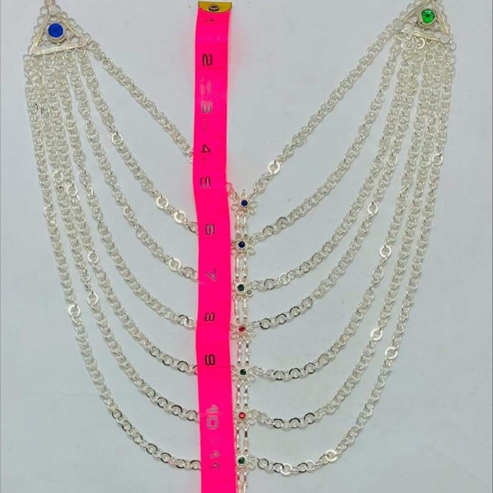Antique Silver Bib Necklace: Handmade Kuchi Tribal Jewelry - Picture 6 of 9